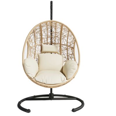 Streamdale New Comming Outdoor Indoor PE Wicker Swing Egg Chair Natural Color
