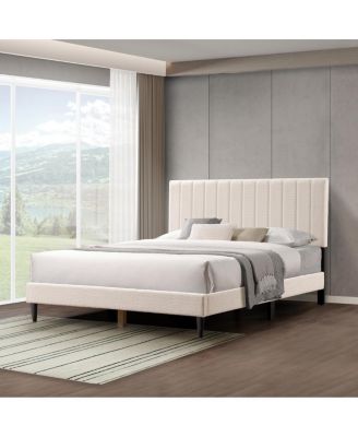 Dove Tufted Upholstered Platform Bed - Pearl White - Queen