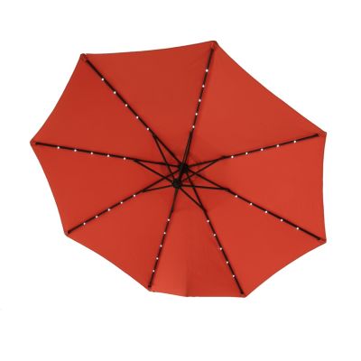 10FT Solar LED Offset Hanging Market Patio Umbrella