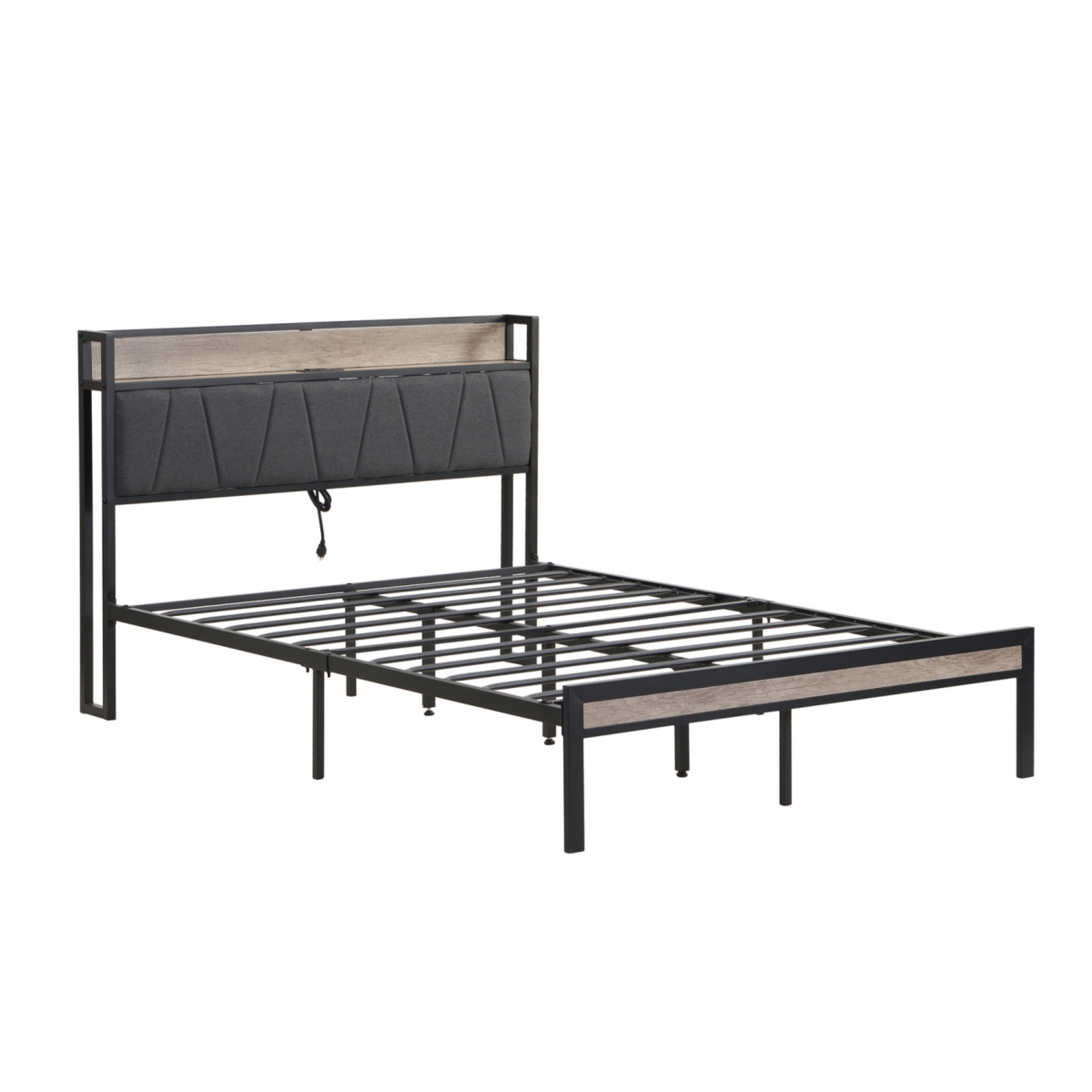 Metal Platform Bed Frame with Storage, Headboard & Usb