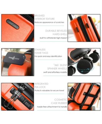 22" Hard Shell Lightweight Carry On Luggage Airline Approved with Smart Organization and Attachable Cosmetic Case