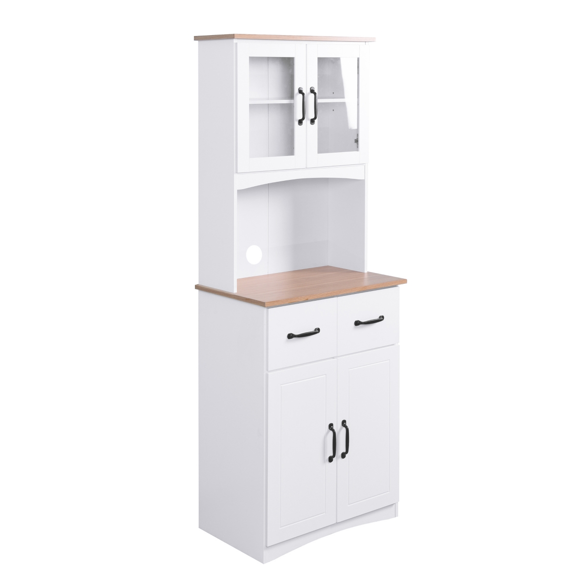 Streamdale FurnitureWooden Kitchen Pantry with Glass Door Storage - White