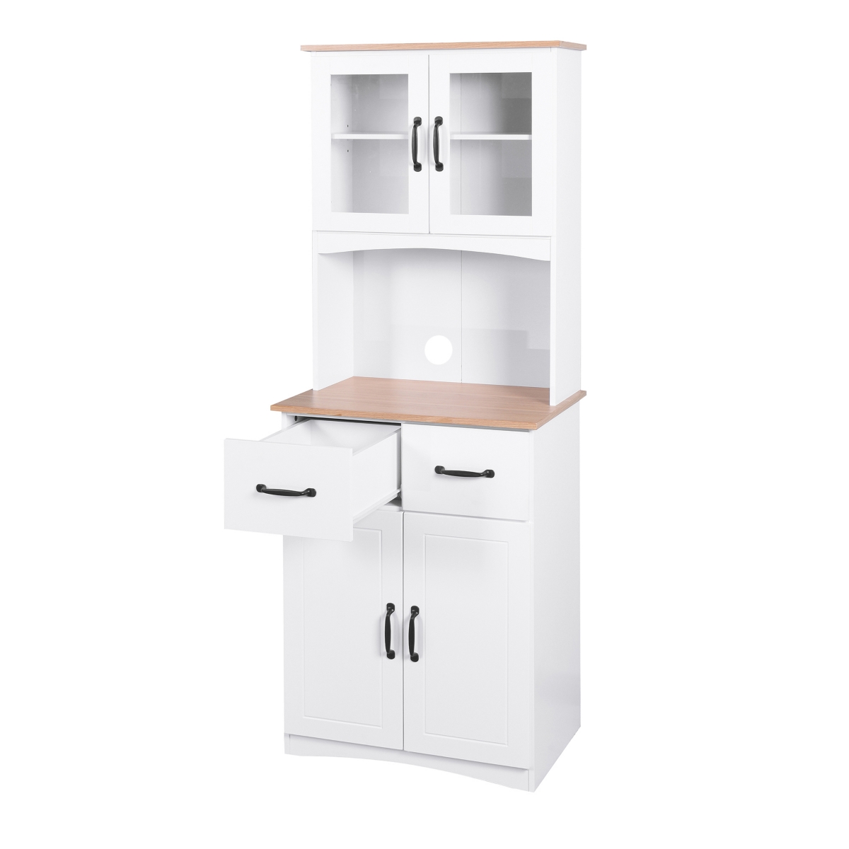 Streamdale FurnitureWooden Kitchen Pantry with Glass Door Storage - White