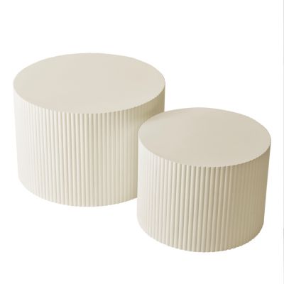 Beige Wave Stripe Nesting Coffee Table Set (2)