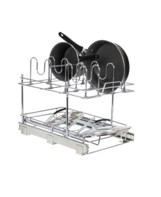 Glidez Multipurpose Chrome-Plated Steel Pull-Out/Slide-Out Basket Storage Organizer for Pots and Lids 2-Tier Dual-Slide Design