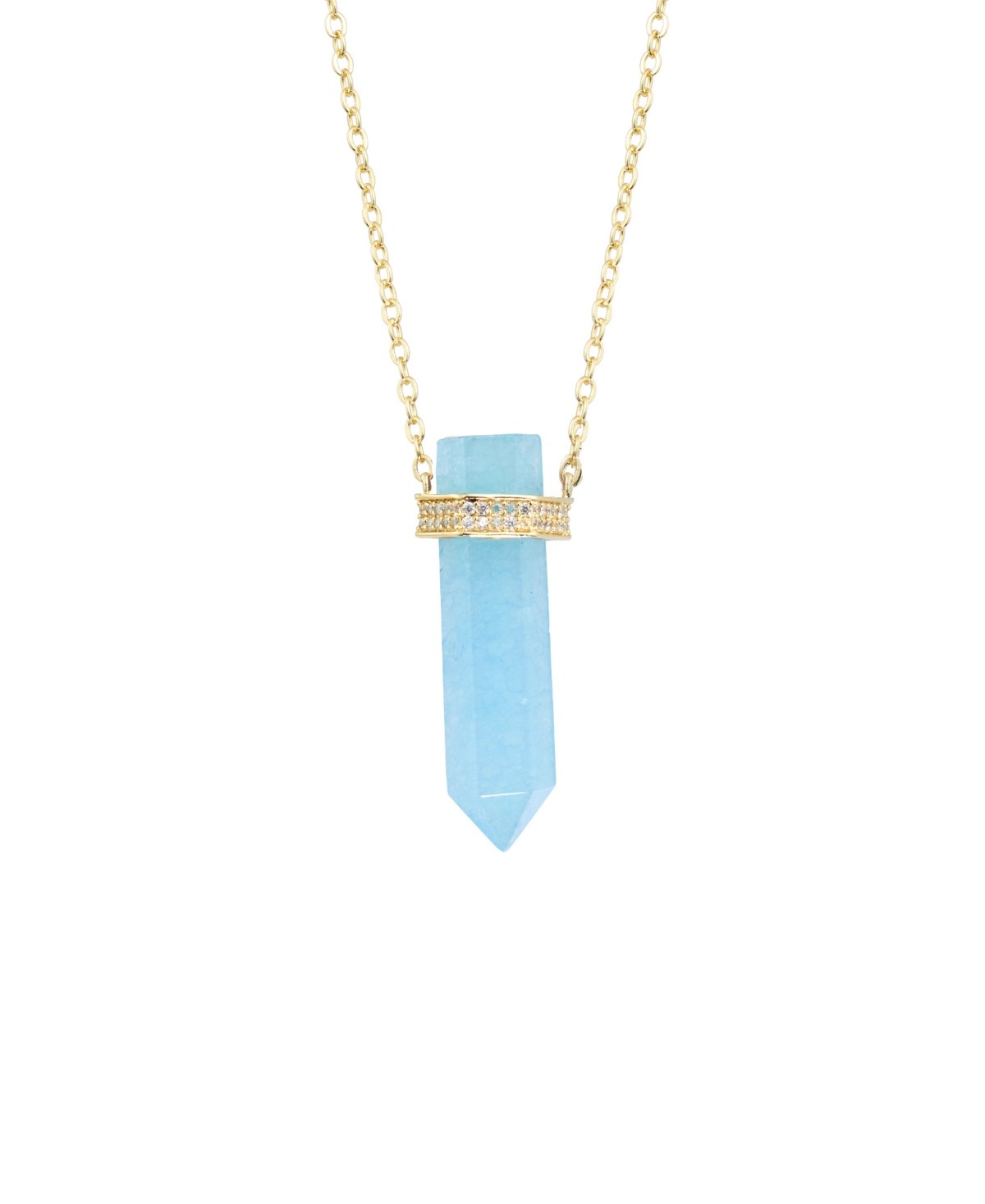 Macy's Stone Quartz Pointed Hexagon Pendant Necklace 14k Gold Plated or Silver Plated -Gold