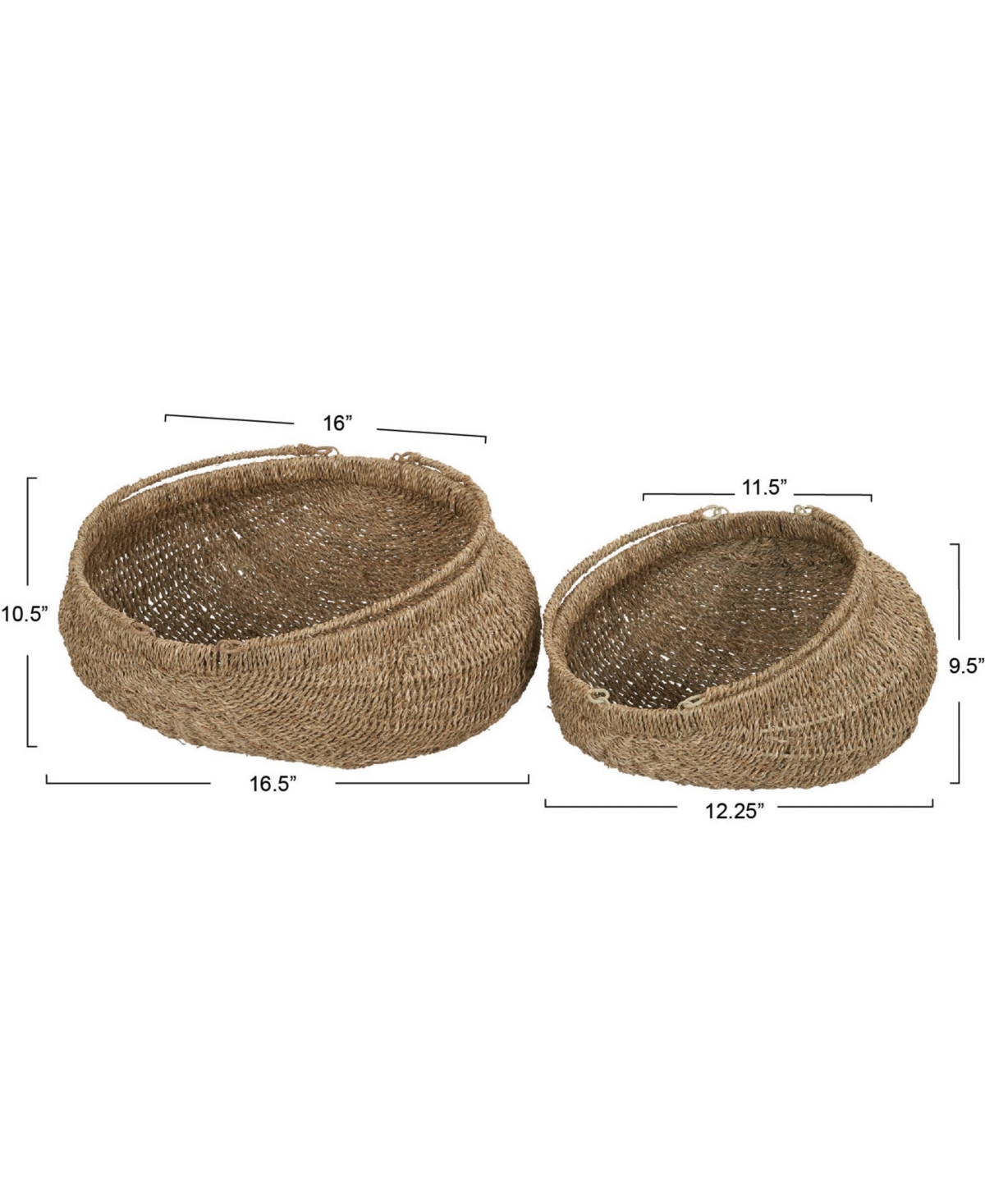 Household Essentials Seagrass Baskets Set Of 2 With Handles In Natural