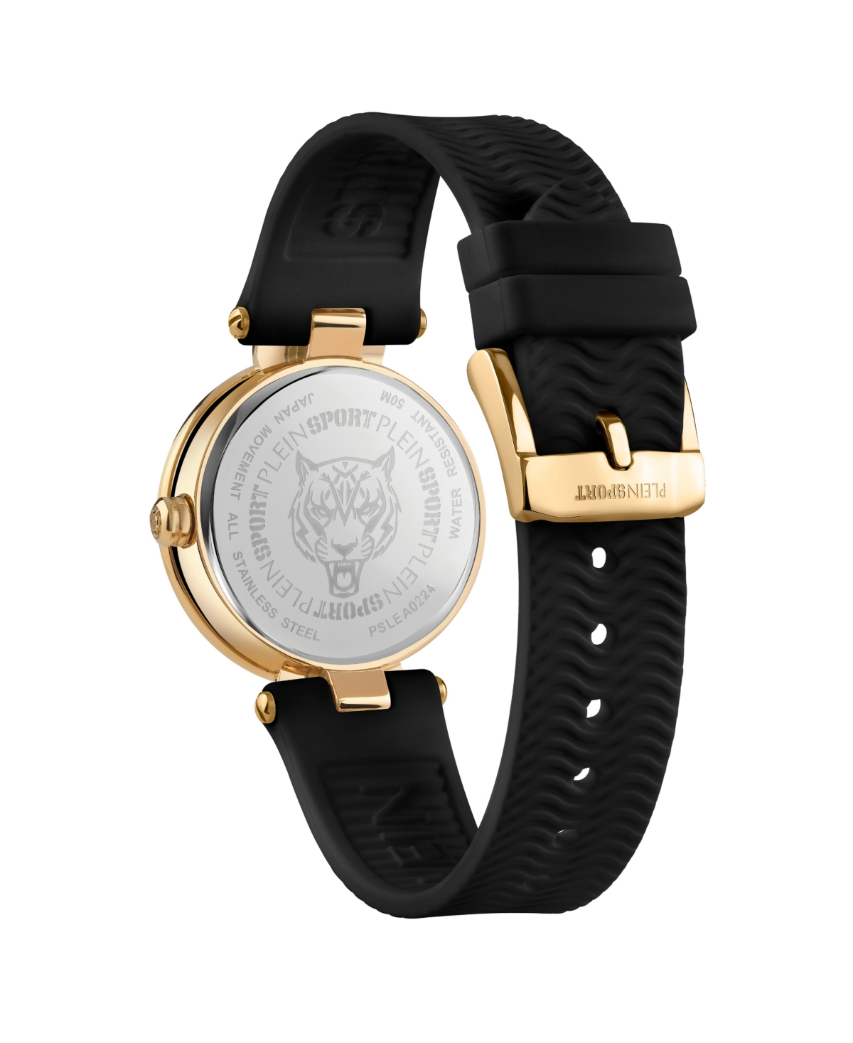 Plein Sport Womens Supernova Two Hand Quartz Black Silicone 34mm In Black
