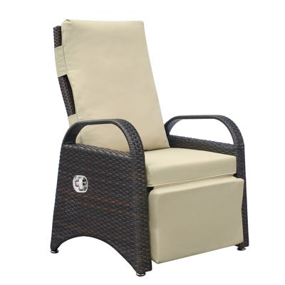 PE Wicker Outdoor Recliner Chair with Soft Cushion