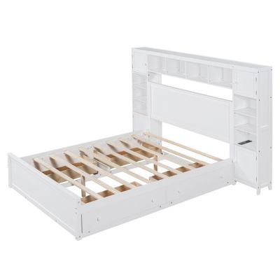 Queen Wood Cabinetry Outlets Bed
