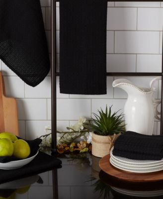 Cotton Kitchen Collection Dishtowel Set, 18x26", Black, 6 Piece