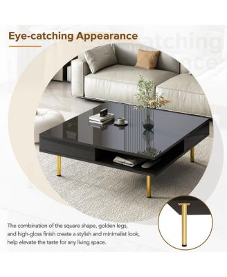 Exquisite 2-tier coffee table with gold legs