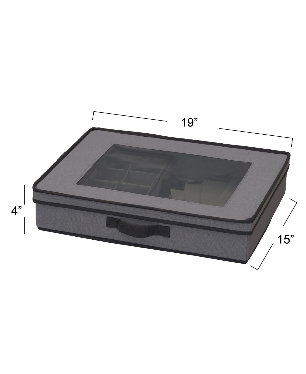 HOUSEHOLD ESSENTIALS TABLETOP STORAGE BOX WINDOWED LID AND FRONT HANDLE 