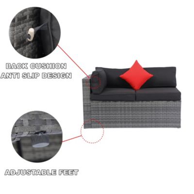 Streamdale 5-Piece PE Rattan U Sofa Set with Black Cushion