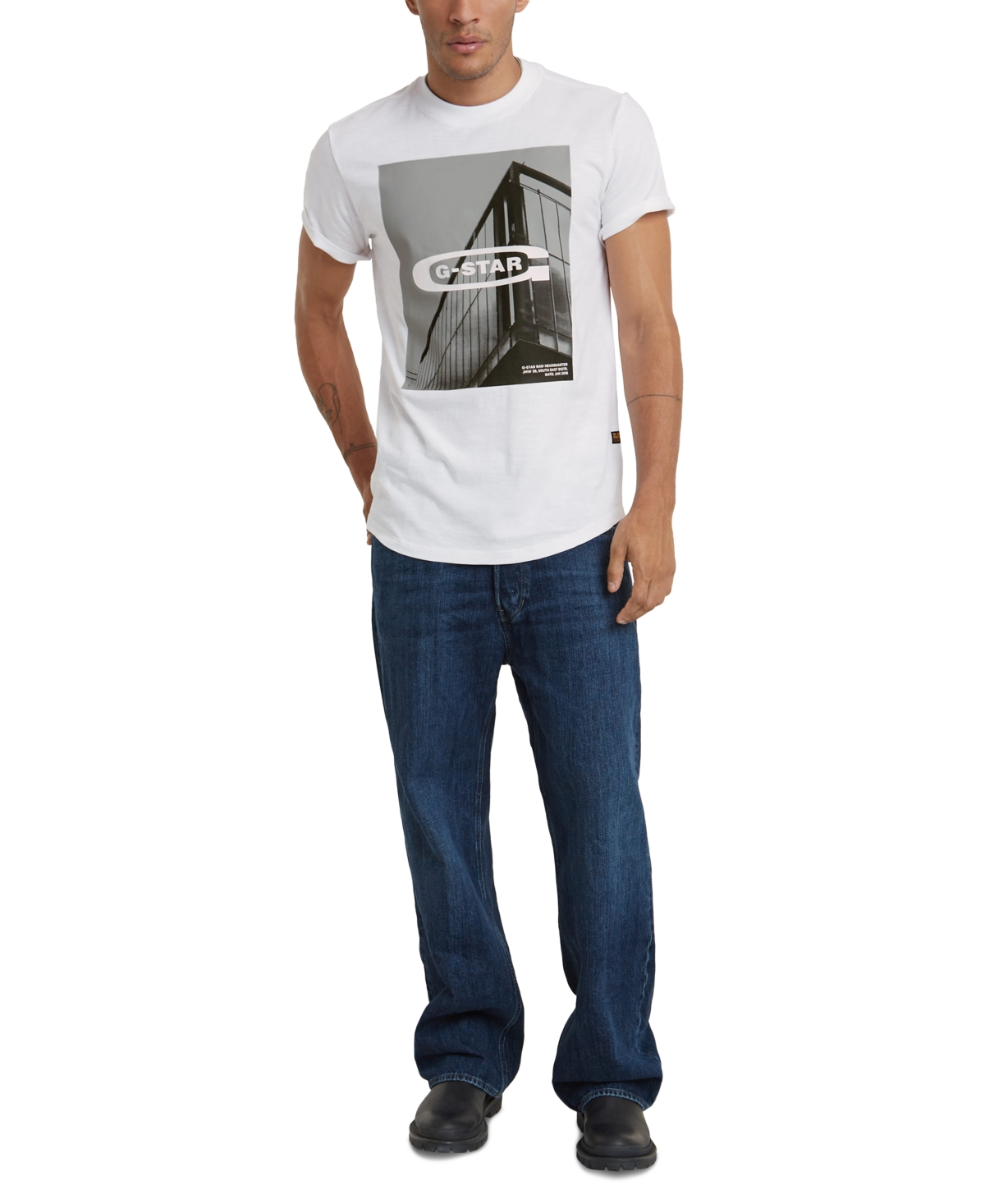 G-Star Raw Men's Hq Oldskool Relaxed-Fit Logo Graphic T-Shirt