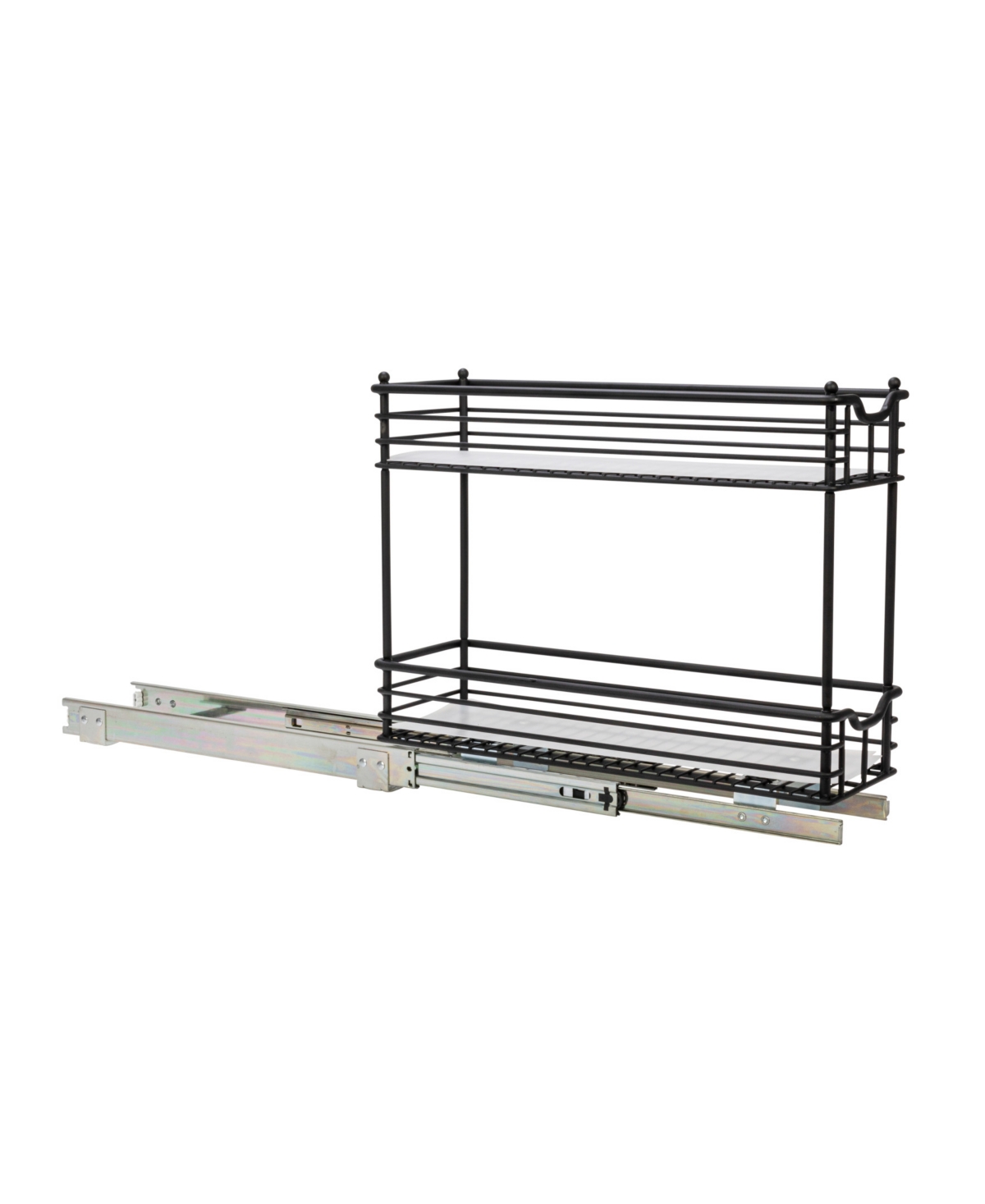 Household Essentials Glidez Multipurpose Paint-Finished Steel Pull-Out/Slide-Out Storage Organizer with Plastic Liners for Under Cabinet 2-Tier Design