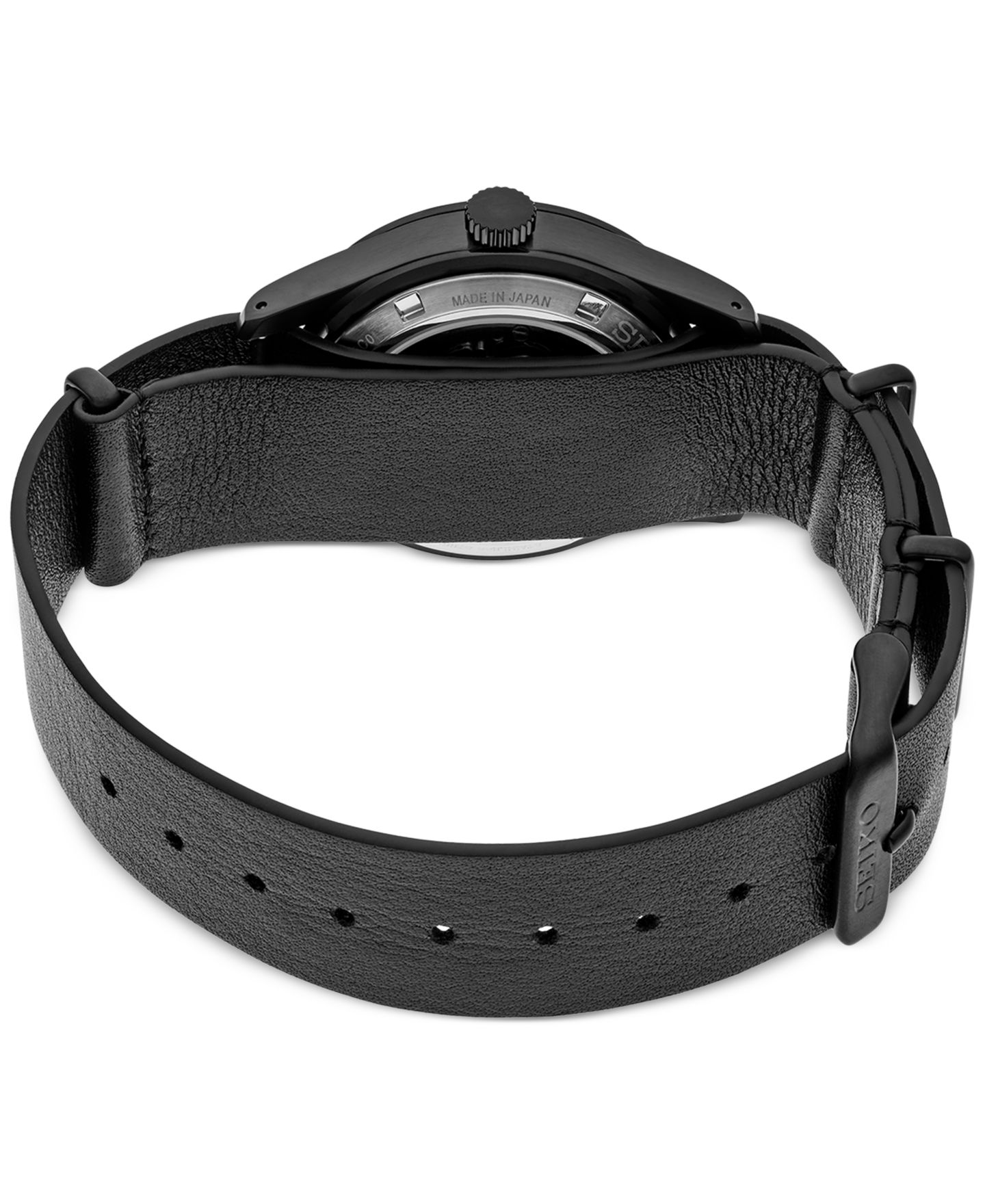 Мужские часы Seiko Automatic 5 Sports GMT Black Leather Strap Watch 39mm — фото 3