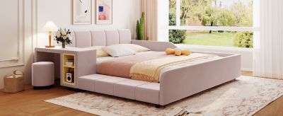 Upholstered Bed with Desk & Stool