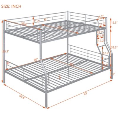 Full XL Over Queen Metal Bunk