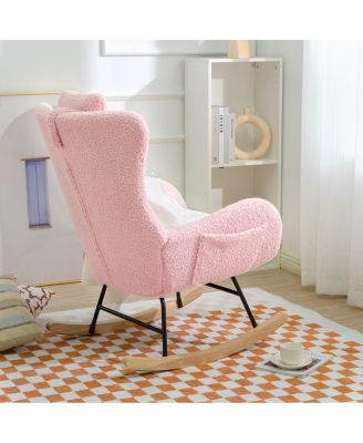 Streamdale Pink Teddy Glider Chair for Nursery & Home