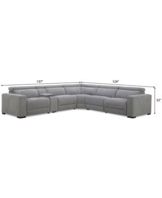 Nevio 6-Pc. Fabric Power Headrest Sectional with Console and 3 Power Motion Chairs