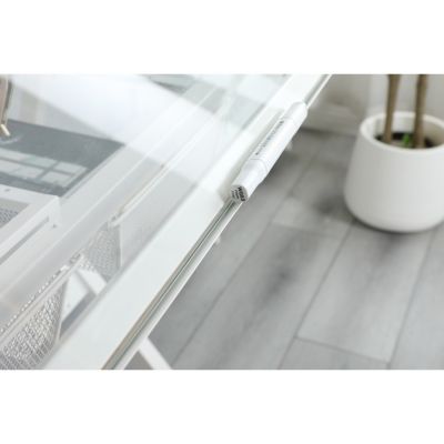 Streamdale White Adjustable Tempered Glass Drafting Printing Table With Chair