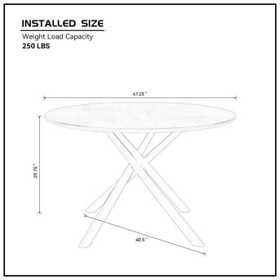47.25" Round MDF Coffee Table with Metal Base
