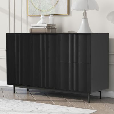 Wave Pattern Storage Cabinet, 2 Doors, 2 Drawers