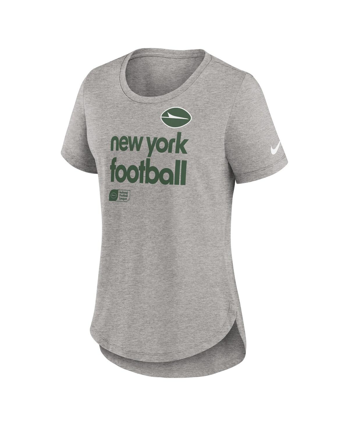 Nike Women's Heather Charcoal New York Jets Fashion Tri-blend T-shirt In Heather Charcoal