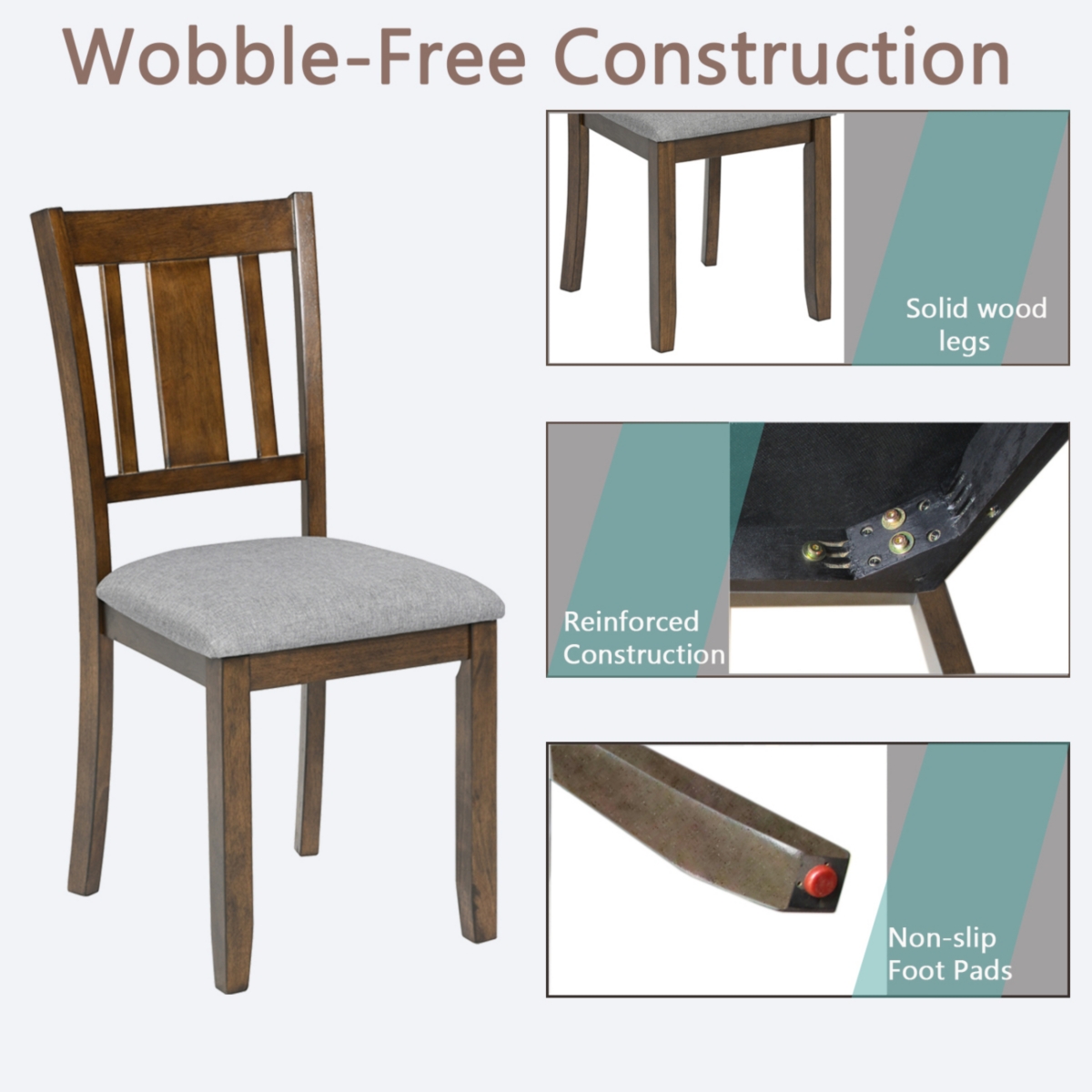 Streamdale Furniture Dining Chairs Set For 4, Kitchen Chair With Padded Seat, Side Chair For Dining Room, Walnut