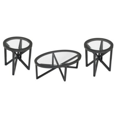 Tempered Glass with Wood Base Modern Design Coffee Table