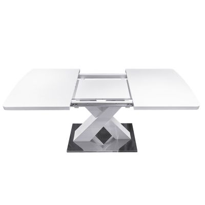 Modern White Square Dining Table with X-Base