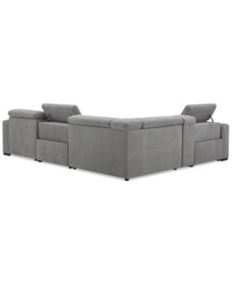 Nevio 5-Pc. Fabric Power Headrest Sectional and Chaise with 2 Power Motion Chairs