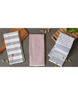 French Terry Collection Kitchen Dishtowel Set, 18x28", Mineral Gray Chambray Solid, 3 Piece