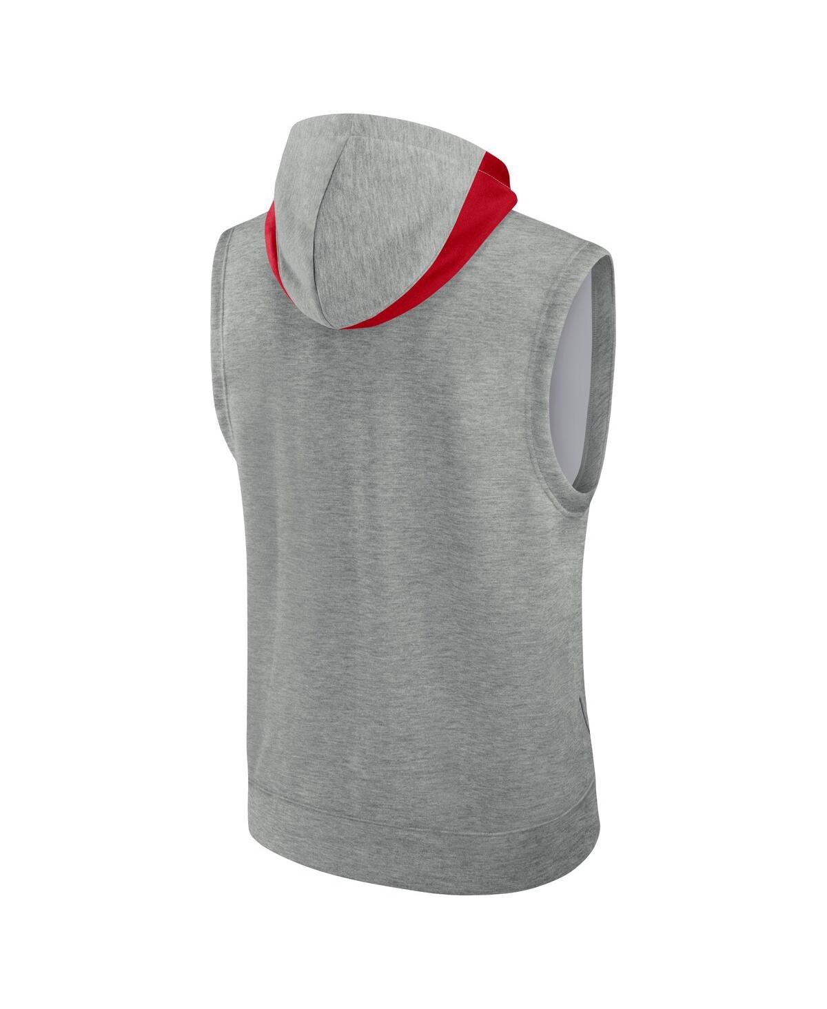 Nike Men'sSt. Louis Cardinals Authentic Collection Early Work Performance Sleeveless Pullover Hoodie - Heather Gray, Red