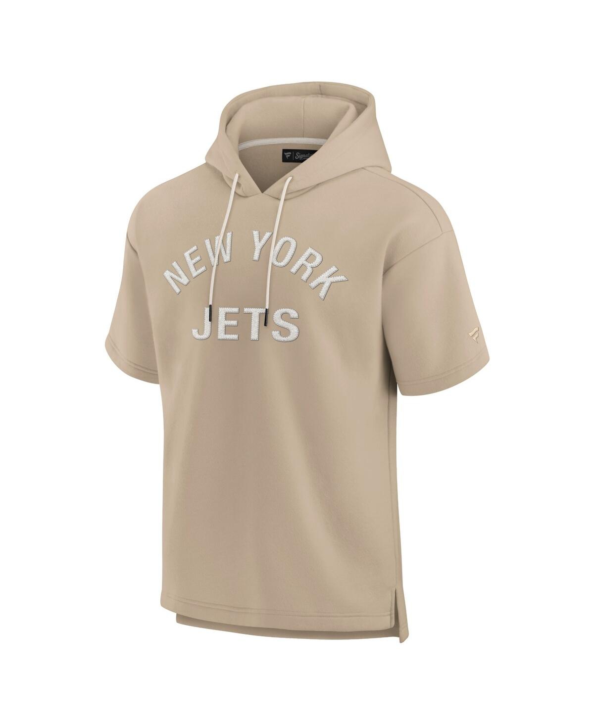 Men's and Women's Fanatics SignatureDetroit Lions Elements Super Soft Fleece Short Sleeve Pullover Hoodie - Khaki
