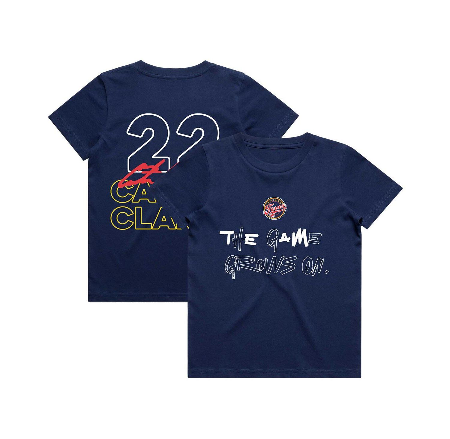 Big Boys and Girls Caitlin Clark Navy Indiana Fever Player Signature T-Shirt