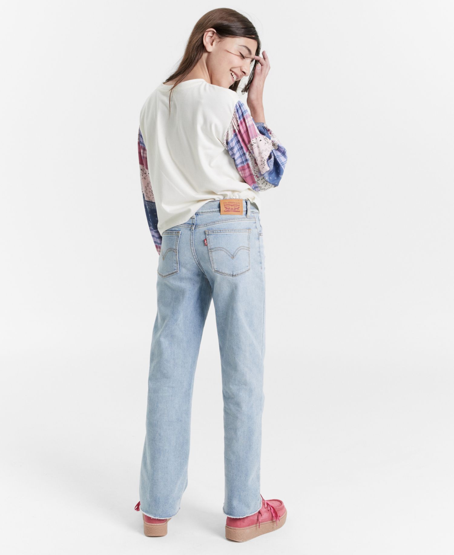 Girls' 7-16 Vintage-Like Mid-Rise Wide Leg Jeans