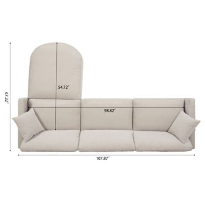 Sectional Sofa Couch with Ottoman, Removable Cushions