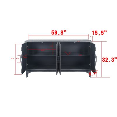 Streamdale Vintage Style Buffet Cabinet with 4 Doors, Taupe Grey