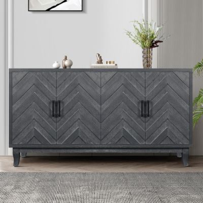 Streamdale Vintage Style Buffet Cabinet with 4 Doors, Taupe Grey