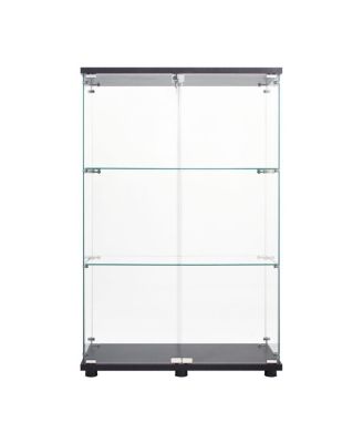 Two Door Glass Cabinet Glass Display Cabinet With 3 Shelves