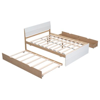 Streamdale Modern Full Bed Frame with Trundle and Drawers