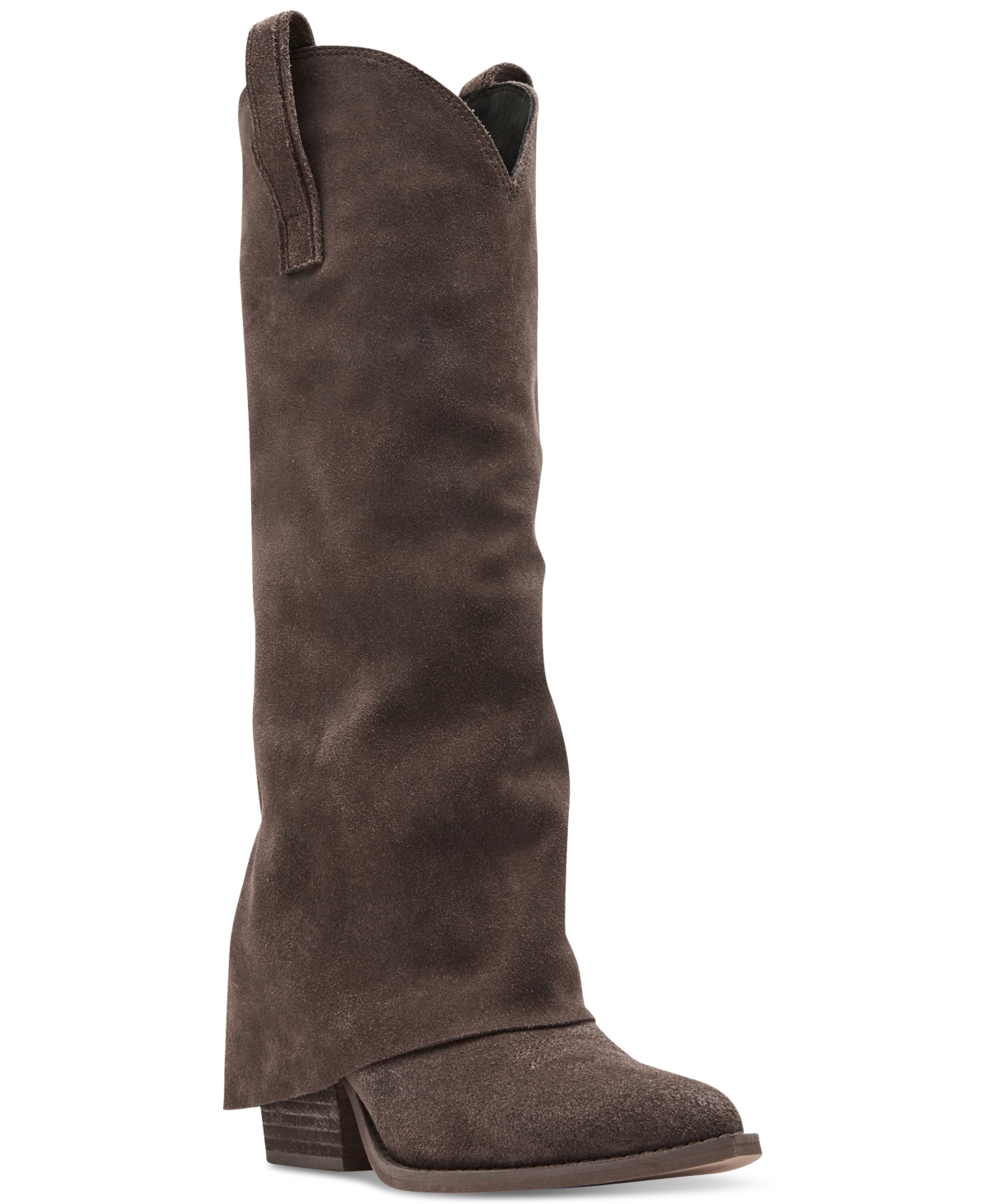 Shop Steve Madden Women's Sorvino Slouch Cuffed Western Boots In Taupe Suede