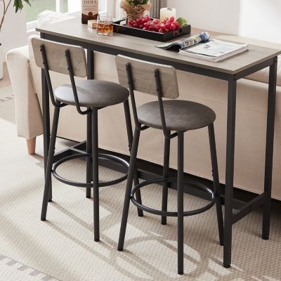 PU Bar Table Set with 2 Backrest Stools