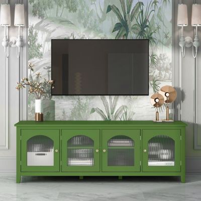 Stylish 71-Inch TV Stand with Antique Green Glass Door