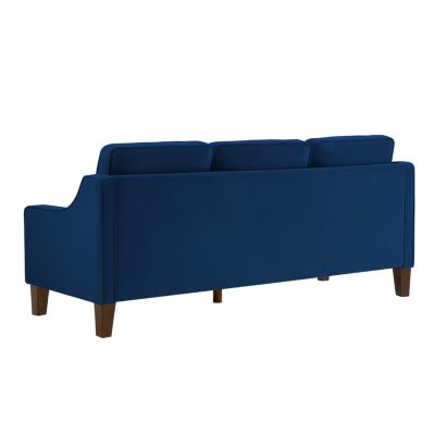 Velvet Upholstered 3-Seater Sofa with Wood Legs
