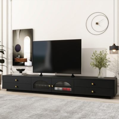 Streamdale Elegant TV Stand for 90" TVs, Glass Doors
