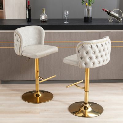   Set of 2  Adjustable Swivel   Modern Design  Bar Stools