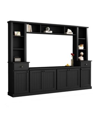 Modern TV Wall Unit Set With Ample Storage & Large Media Console